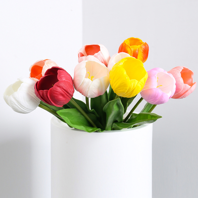 Bom preço. Bouquet simulado com toque hidratante, lanterna de tulipa, arranjo de flores de alta qualidade, decoração de bolo da sala de estar, decoração de flores falsas, flores secas on-line