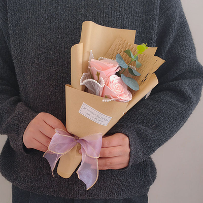 Bom preço. Bouquet de sabão de rosa artificial de barra única, flor eterna de anfíbio, decoração de presente de festival on-line