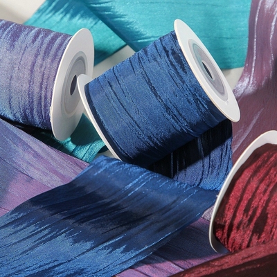 Faixa de rugas e coloridas DIY Acessórios de cabelo de arco Flor de mão Embalagem de presente Eugen Fios de Faixa de pérola Cor mudando Faixa de rugas