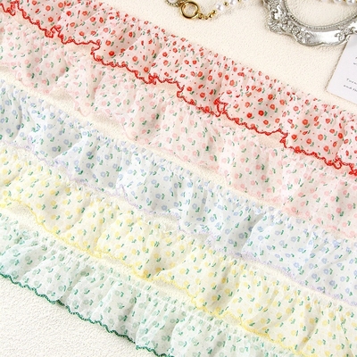 Bom preço. Pequena saia floral em quadros borda fita de cabelo tecido acessório DIY arco material de flores caixa de presente embalagem renda fita enrugada on-line