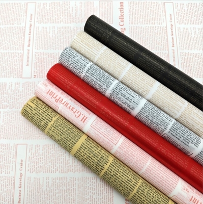 Bom preço. Varejo de papel retrô de revestimento de jornais ingleses de cor de couro, papel de revestimento de buquês de flores, papel vegetariano coreano, arte floral impermeável, florista on-line