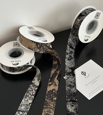 Bom preço. França fita impressa com tinta de 2,5 cm flores buquê gravata presente arco materiais florais DIY on-line