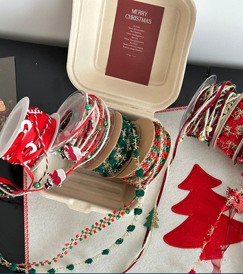 Bom preço. Materiais florais DIY Verde 1cm/5m fita de tecelagem de Natal para decoração e caixas de presentes on-line
