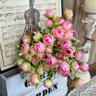 Bom preço. 15 botões de chá, flores artificiais, buquês de flores artificiais, flores artesanais, flores de casamento, flores de seda artificial, paisagismo de casamento on-line