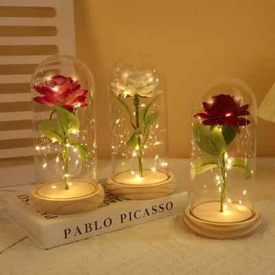 Bom preço. Imitação de rosa, flor eterna, tampa de vidro, Dia da Mãe, Dia dos Namorados, decoração de presentes de Natal e fabricante de ornamentos por atacado on-line
