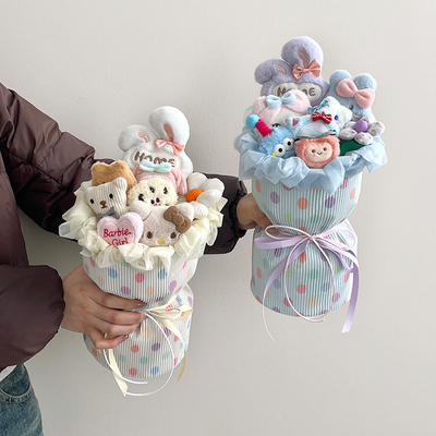 Bom preço. Tecido de polka de dopamina acabado bouquet sabão rosa presente de Dia dos Namorados para melhores amigos e namoradas on-line