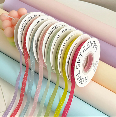 Bom preço. Fita de bolinhas de poliéster dupla face 1cm/18m Perfeita para embalagens DIY artesanais, buquês de flores e decoração de laços on-line
