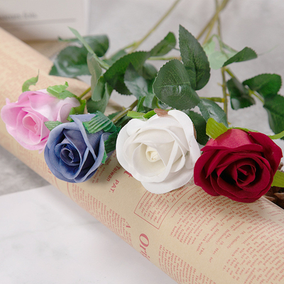 Bom preço. Flor simulada Mini Rosa única Flor falsa Decoração para casa Flor portátil Decoração de casamento Produtor de venda a retalho Flores frescas Flores secas on-line