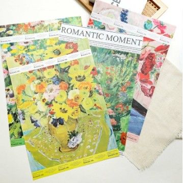 Bom preço. Papel de embalagem de flores Momento romântico 57*57cm Pintura a óleo Atmosfera Arte em muitas cores on-line