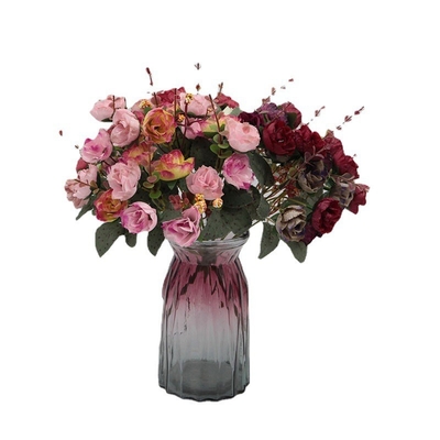 Bom preço. 21 rosas de diamante, decoração de 7 garfos de rosa de outono, decoração de casa de casamento, flores falsas on-line