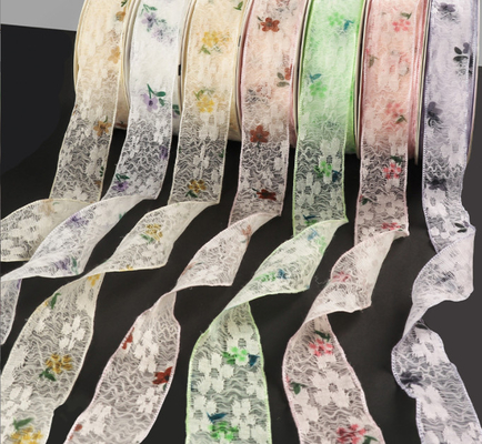 Bom preço. Verde 2,5cm/10m fita renda materiais florais para Qixi Dia dos Namorados Beleza gaze bouquet on-line