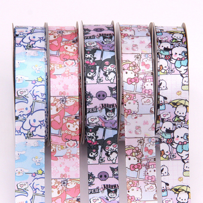 Bom preço. Fita de poliéster com padrão fofo de desenho animado Sanrio para artesanato DIY, perfeita para embalagem de caixas de presente de estudantes on-line