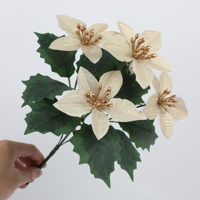 Simulação transfronteiriça de poinsettia Decoração de Natal, presentes de casamento, buquês de flores falsos, ornamentos DIY, flores simuladas