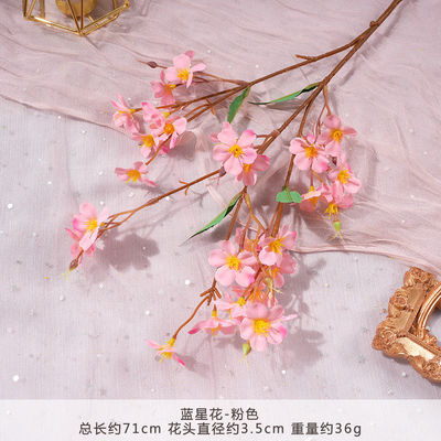 Bom preço. Flor de Estrela Azul Simulação Flor Falsa Buquê Artificial Seda Flor Inserção de Plástico Decoração Floral Decoração de Casamento Decoração de Sala de Estar on-line