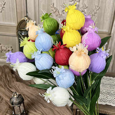 Bom preço. Frutos de romã flor falsa simulação buquê flor feita à mão para uso no casamento flor de seda artificial decoração paisagística de casamento on-line