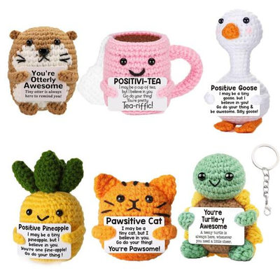 Bom preço. Handmade Cotton Crochet Positive Animal Doll, Inspirational Emotional Support Gift for All Occasions on-line