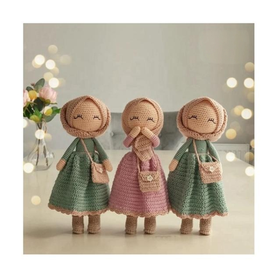 Bom preço. Boneca de crochê hijab muçulmana, 11-30 cm 100% algodão amigurumi para presentes de Ramadã/Eid on-line