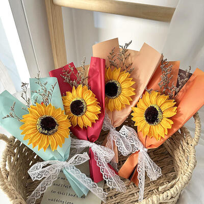 Bom preço. Bela flor de girassol sabão flor de buquê de flores artificiais conjunto de presente de companheiro de alta estética presente perfeito para o dia dos professores on-line