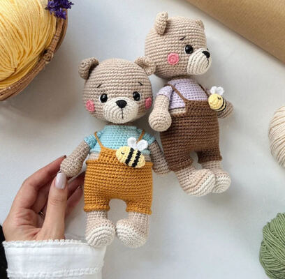 Bom preço. Brinquedo de crochê Amigurumi Urso Bebê Brinquedo de Teddy Suave para Crianças on-line