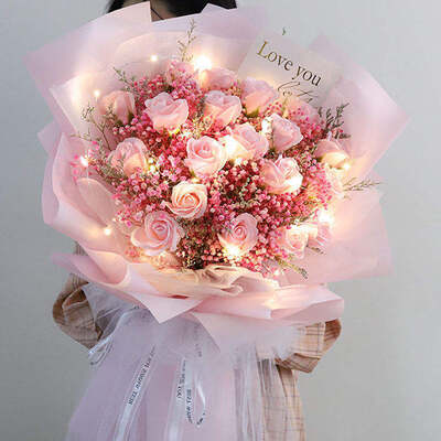 Bom preço. Respiração do bebê Sabão artificial Bouquet de flores com espuma branca Fale rosas Flores Dia dos Namorados presente on-line