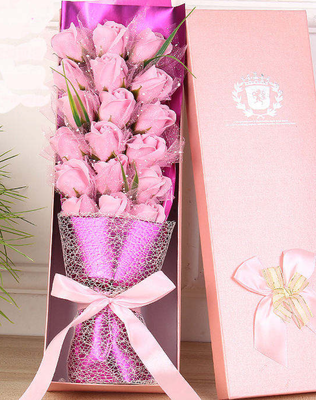 Bom preço. Buquê de sabonete rosa de luxo e toque real criativo para dia dos namorados com flores artificiais secas em presente artístico on-line