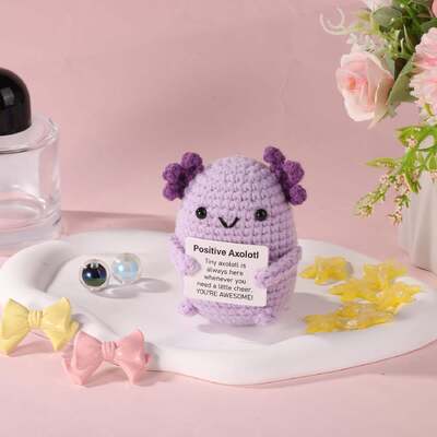 Bom preço. Apoio Emocional Púrpura Positivo Axolotl Crochet Mini Brinquedo de Animais Recheado Bonito Inspirador Para Elevar Brinquedo de Boneca de Trico on-line