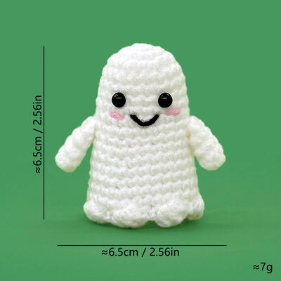 Bom preço. Wholesale OEM Custom Halloween Crochet Ghost Doll Brinco à mão Amigurumi fantasma positivo tricô com chapéu de bruxa e cartão de mensagem engraçado on-line