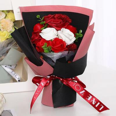 Bom preço. Atacado 11 cabeças artificial rosa cravo sabão buquê de flores para o dia das mães e presente do dia dos namorados on-line