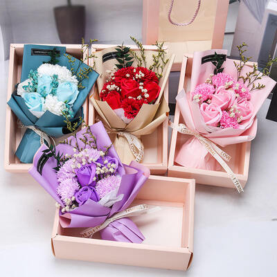 Bom preço. Flor de sabonete artificial promocional, buquê de presente de dia das mães, dia dos namorados, rosa, sabonete artesanal, caixa de presente, flores on-line