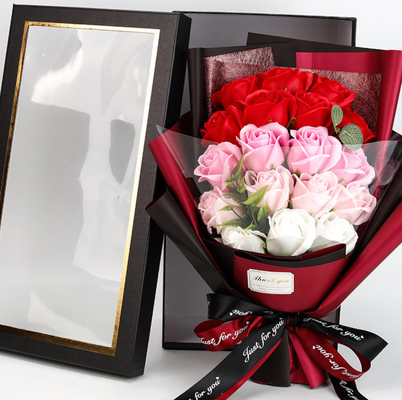 Bom preço. 18 Rosa Sabão Flor Bouquet Caixa de presentes Flores para o Dia dos Namorados, presentes do Dia da Mãe on-line