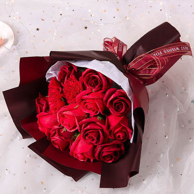 Bom preço. Fabricantes chineses vendem diretamente flores de sabão artificial rosas flores de cravo buquê de presente de Dia dos Namorados on-line