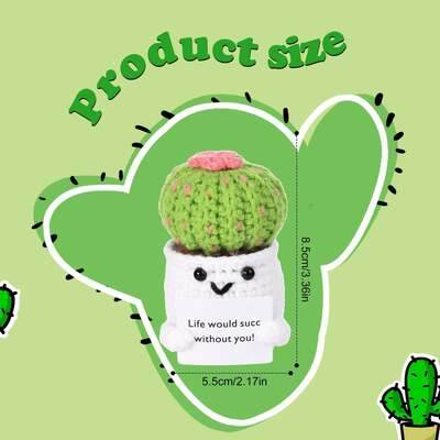 Bom preço. Cacto positivo crochê Super suave Plush encorajar planta de batata de cartão pote Vida engraçada boneca de crochê alívio de estresse presente decoração on-line