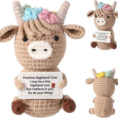 Bom preço. 100 estilos Mini Potato Positivo feito à mão inspirador crochê boneca de tricô apoio emocional presente de tricô Positivo Highland Cow on-line