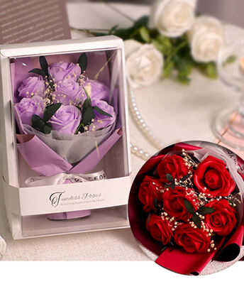 Bom preço. Sabão flor dia dos namorados presente do dia do professor rosa pequeno buquê terminado para enviar presentes criativos de aniversário da namorada com caixa on-line