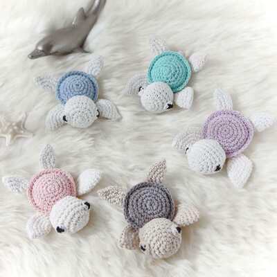 Bom preço. Brinquedos de tartaruga de crochê feitos à mão bonecos de boneca Amigurumi bonitos brinquedos de animais recheados para bebês crianças presentes de tartaruga de tricô on-line