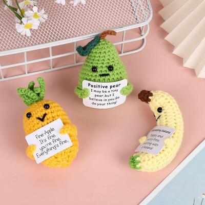 Bom preço. Wowei Apoio Emocional Pepinos Plantas bonecas de crochê animais brinquedos mini engraçado crochê batatas positivas com cartão de afirmação on-line