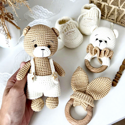 Bom preço. Novo conjunto de presentes de Ação de Graças Amigurumi para crianças Super Soft Plush PP algodão preenchido crochê material de lã de urso fofinho on-line