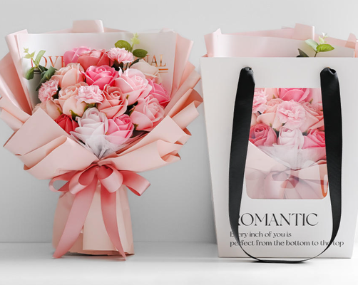 Bom preço. Flor artificial presente com fragrância de rosa feita à mão para sempre sabão rosa buquê colorido brilho rosa sabão buquê presente on-line