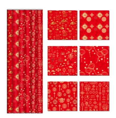 Bom preço. Rolo de papel de embrulho vermelho de 2 m com logotipo da marca dourado on-line