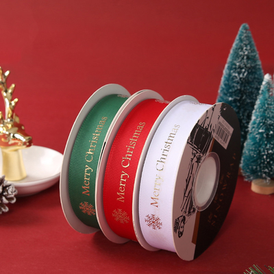 Bom preço. Fita 2.5cmX50Y do Grosgrain do Natal da embalagem do presente do Feliz Natal fita do Grosgrain de 1 polegada on-line