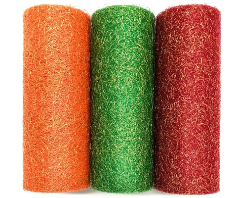 Bom preço. O tule metálico do brilho de Organza enrola o tule de nylon Rolls de 100% Mesh Fabric 19GSM 6in on-line