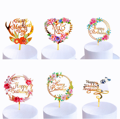 Bom preço. Garland Happy Birthday Acrylic Cake Topper Decorations W12.5cm on-line